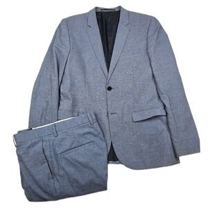 H&M Skinny Fit Suit‎ Mens 40R 2 Piece Pants 34x29 Blue Wool Blend